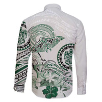 Polynesian Manta Ray Family Matching Puletasi and Hawaiian Shirt Green Floral Turtle Tattoo - Polynesian Pride