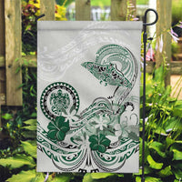 Polynesian Manta Ray Garden Flag Green Floral Turtle Tattoo - Polynesian Pride