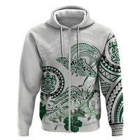 Polynesian Manta Ray Hoodie Green Floral Turtle Tattoo - Polynesian Pride