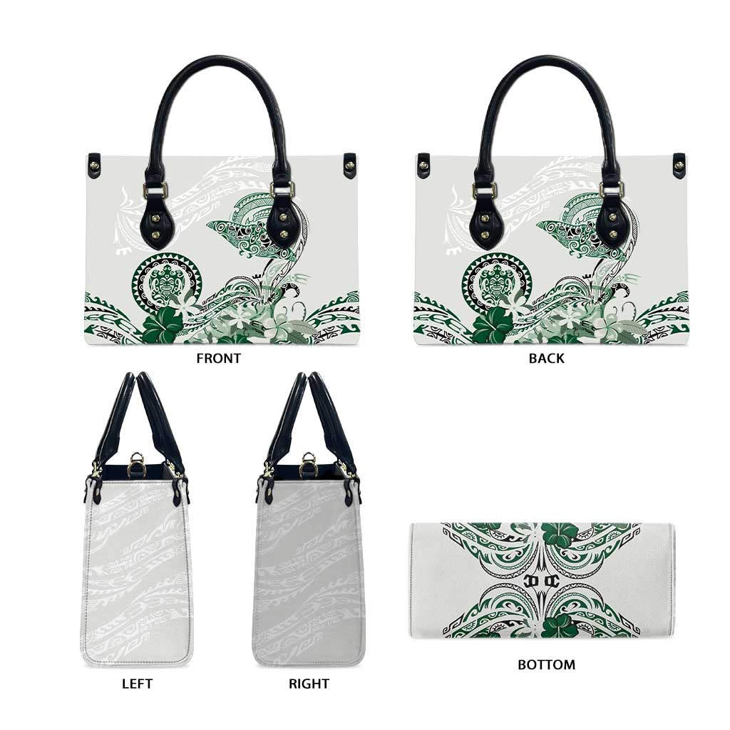 Polynesian Manta Ray Leather Bag Green Floral Turtle Tattoo - Polynesian Pride