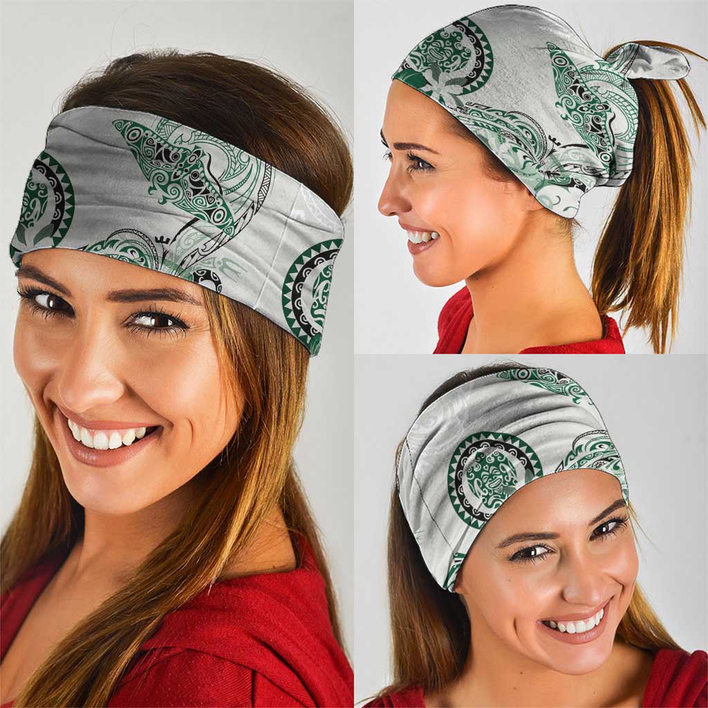 Polynesian Manta Ray Neck Gaiter Green Floral Turtle Tattoo - Polynesian Pride