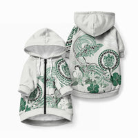 Polynesian Manta Ray Pet Hoodie Green Floral Turtle Tattoo LT9 Zip-up Green - Polynesian Pride