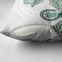 Polynesian Manta Ray Pillow Cover Green Floral Turtle Tattoo - Polynesian Pride