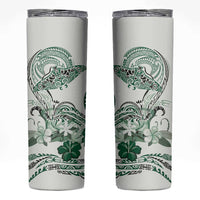 Polynesian Manta Ray Skinny Tumbler Green Floral Turtle Tattoo - Polynesian Pride