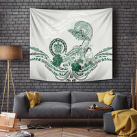 Polynesian Manta Ray Tapestry Green Floral Turtle Tattoo - Polynesian Pride