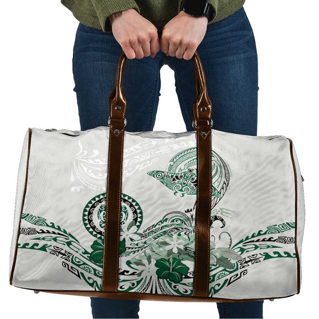 Polynesian Manta Ray Travel Bag Green Floral Turtle Tattoo - Polynesian Pride