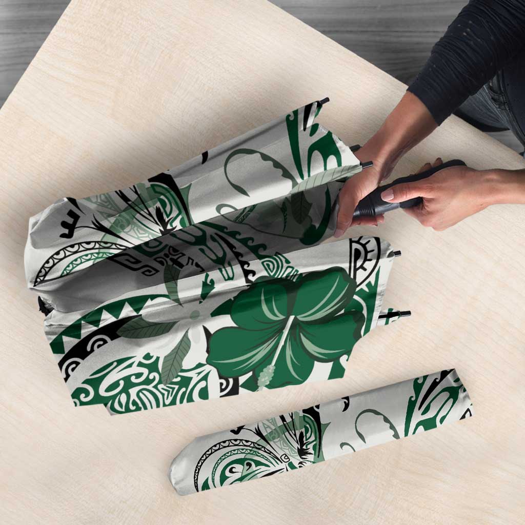 Polynesian Manta Ray Umbrella Green Floral Turtle Tattoo - Polynesian Pride