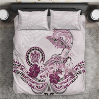 Polynesian Manta Ray Bedding Set Pink Floral Turtle Tattoo - Polynesian Pride