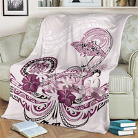 Polynesian Manta Ray Blanket Pink Floral Turtle Tattoo - Polynesian Pride