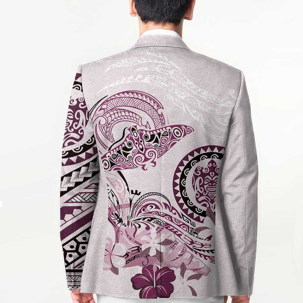 Polynesian Manta Ray Blazer Pink Floral Turtle Tattoo - Polynesian Pride
