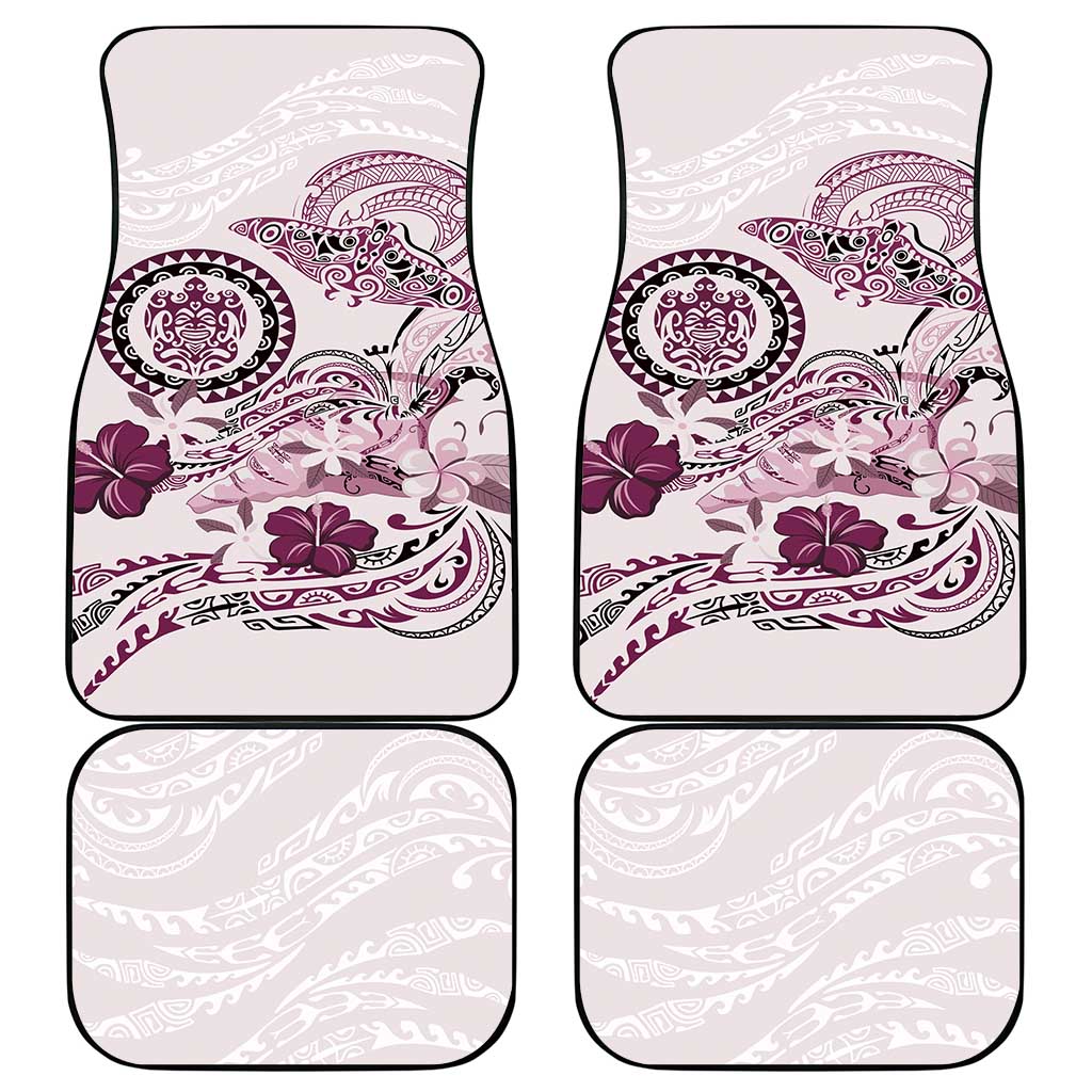 Polynesian Manta Ray Car Mats Pink Floral Turtle Tattoo - Polynesian Pride