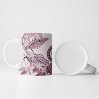 Polynesian Manta Ray Ceramic Mug Pink Floral Turtle Tattoo - Polynesian Pride