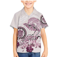 Polynesian Manta Ray Family Matching Mermaid Dress and Hawaiian Shirt Pink Floral Turtle Tattoo LT9 Son's Shirt Pink - Polynesian Pride