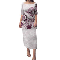 Polynesian Manta Ray Family Matching Puletasi and Hawaiian Shirt Pink Floral Turtle Tattoo - Polynesian Pride