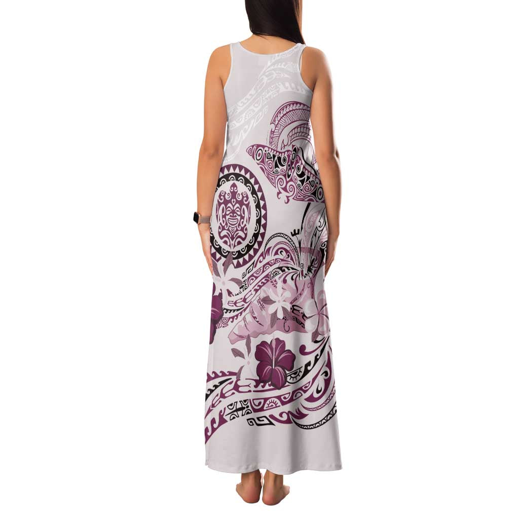 Polynesian Manta Ray Family Matching Tank Maxi Dress and Hawaiian Shirt Pink Floral Turtle Tattoo - Polynesian Pride
