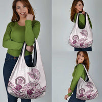 Polynesian Manta Ray Grocery Bag Pink Floral Turtle Tattoo - Polynesian Pride
