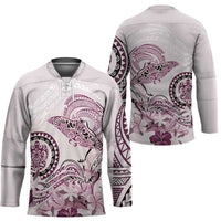 Polynesian Manta Ray Hockey Jersey Pink Floral Turtle Tattoo - Polynesian Pride