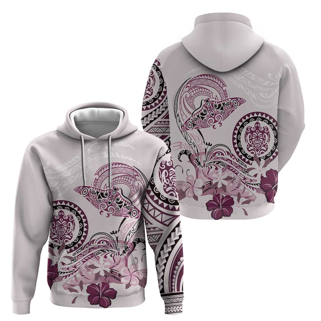 Polynesian Manta Ray Hoodie Pink Floral Turtle Tattoo - Polynesian Pride