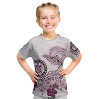 Polynesian Manta Ray Kid T Shirt Pink Floral Turtle Tattoo - Polynesian Pride