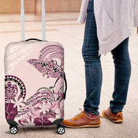 Polynesian Manta Ray Luggage Cover Pink Floral Turtle Tattoo - Polynesian Pride