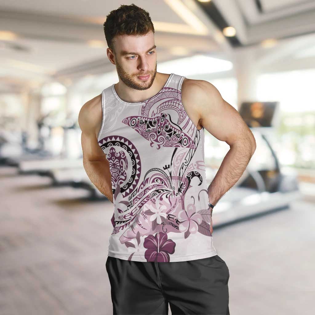 Polynesian Manta Ray Men Tank Top Pink Floral Turtle Tattoo - Polynesian Pride