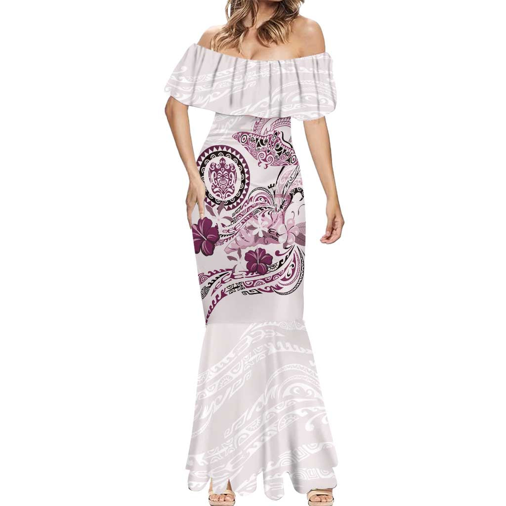 Polynesian Manta Ray Mermaid Dress Pink Floral Turtle Tattoo LT9 - Polynesian Pride