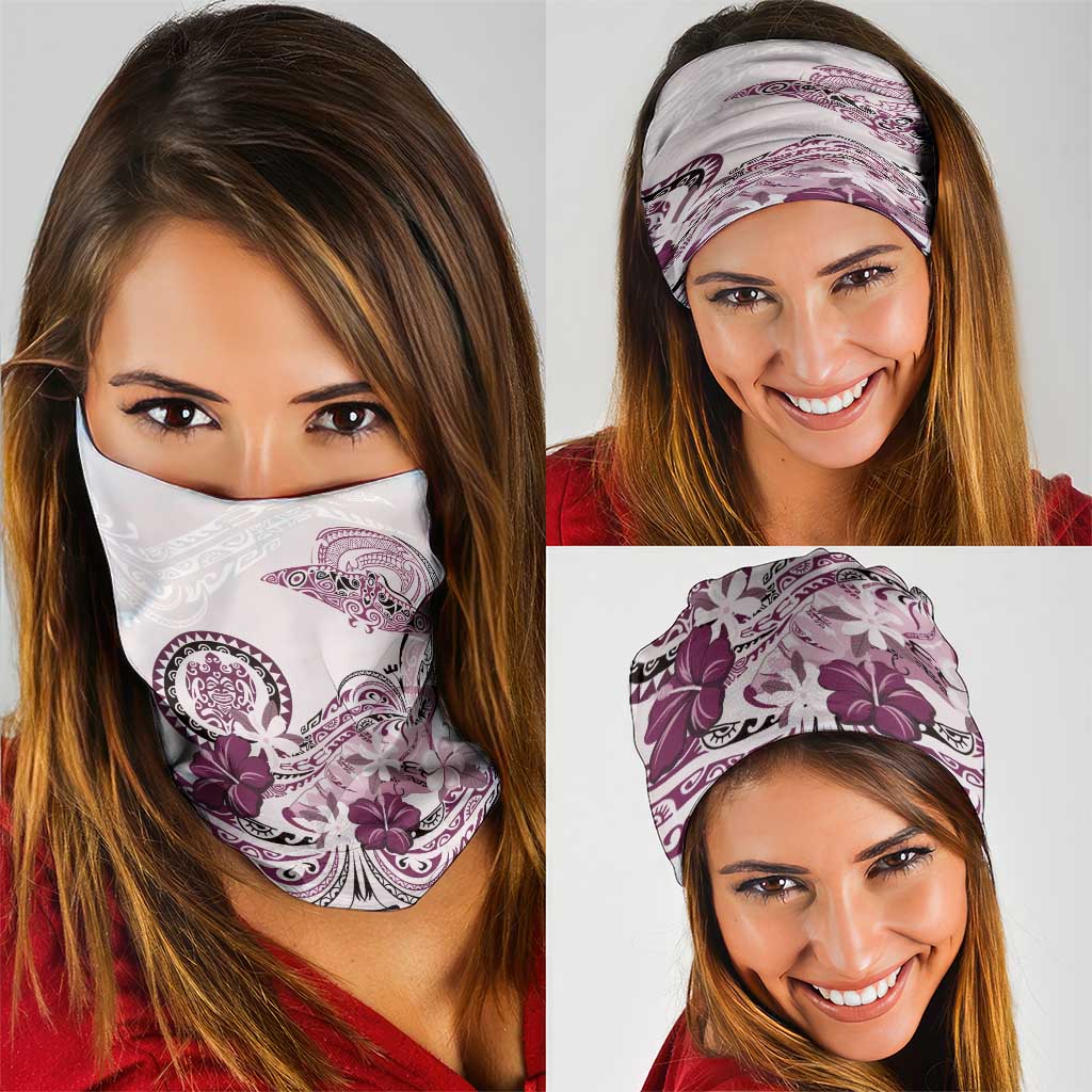 Polynesian Manta Ray Neck Gaiter Pink Floral Turtle Tattoo - Polynesian Pride
