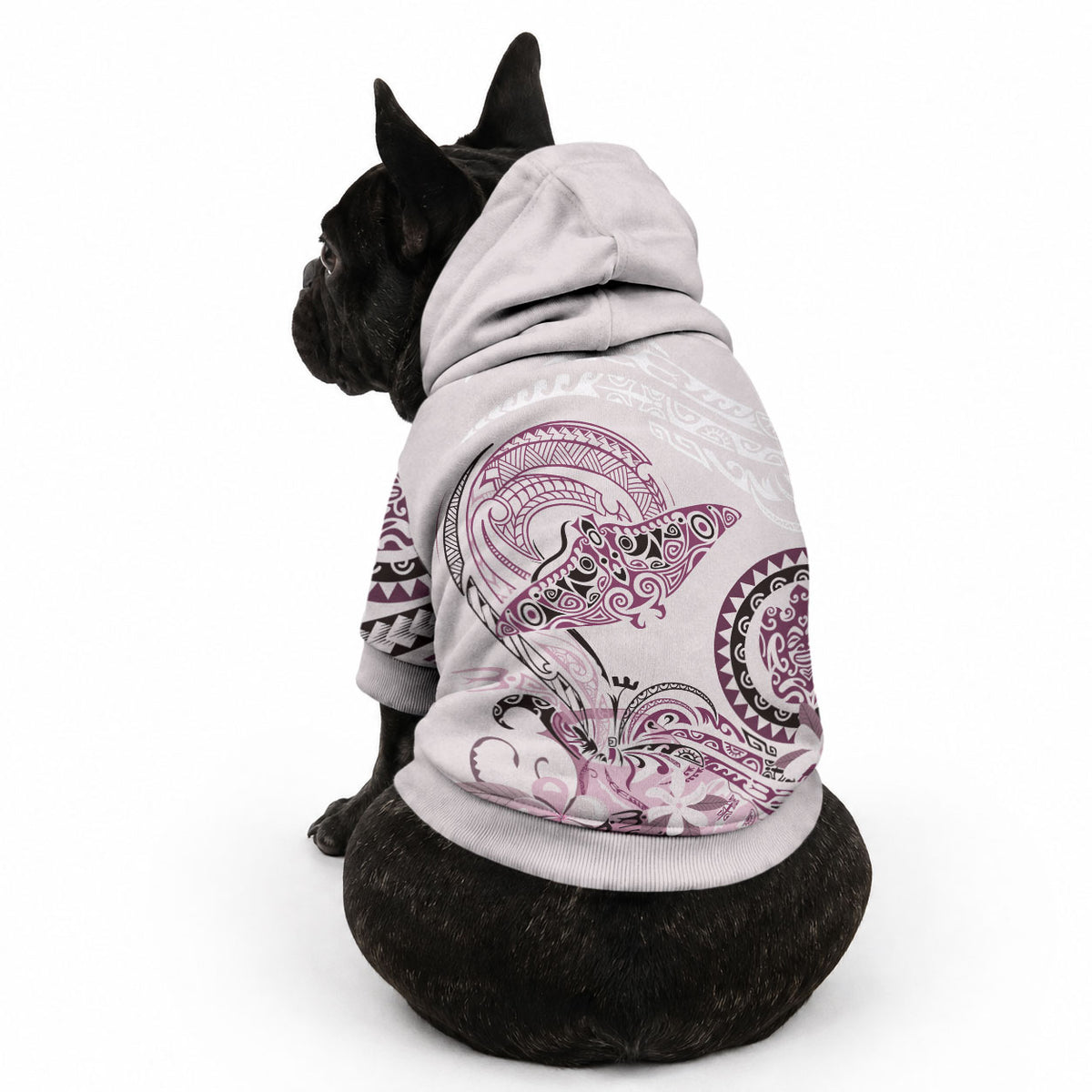 Polynesian Manta Ray Pet Hoodie Pink Floral Turtle Tattoo LT9 - Polynesian Pride