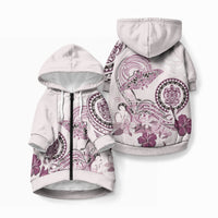 Polynesian Manta Ray Pet Hoodie Pink Floral Turtle Tattoo LT9 Zip-up Pink - Polynesian Pride