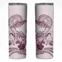 Polynesian Manta Ray Skinny Tumbler Pink Floral Turtle Tattoo - Polynesian Pride