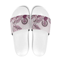 Polynesian Manta Ray Slide Sandals Pink Floral Turtle Tattoo - Polynesian Pride
