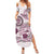 Polynesian Manta Ray Summer Maxi Dress Pink Floral Turtle Tattoo - Polynesian Pride