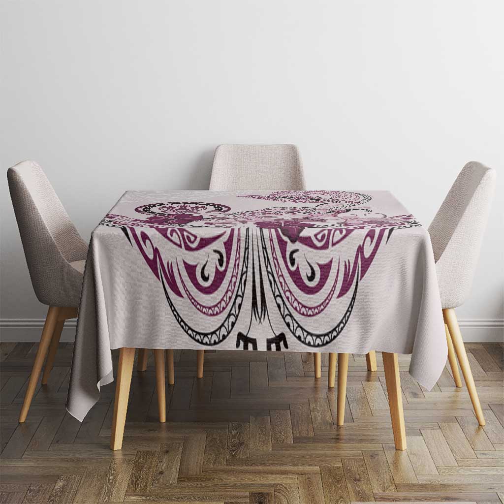 Polynesian Manta Ray Tablecloth Pink Floral Turtle Tattoo - Polynesian Pride