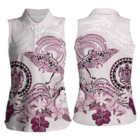 Polynesian Manta Ray Women Sleeveless Polo Shirt Pink Floral Turtle Tattoo - Polynesian Pride