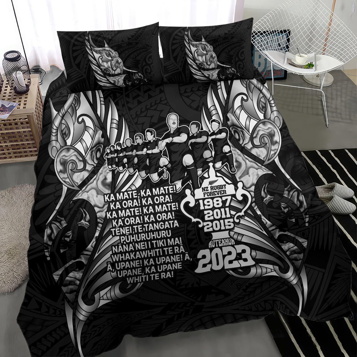 New Zealand Rugby Bedding Set Black Haka Dance With NZ Champions History LT9 - Polynesian Pride