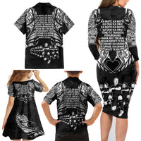 New Zealand Rugby Family Matching Long Sleeve Bodycon Dress and Hawaiian Shirt Black Haka Dance With NZ Champions History LT9 - Polynesian Pride