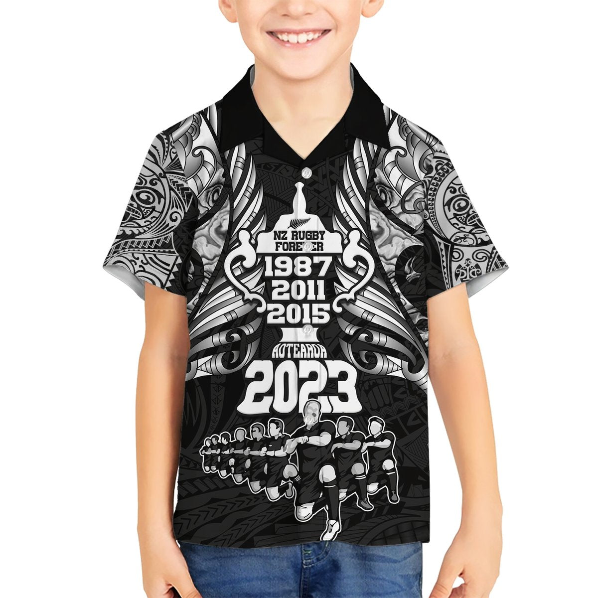 New Zealand Rugby Hawaiian Shirt Black Haka Dance With NZ Champions History LT9 - Polynesian Pride