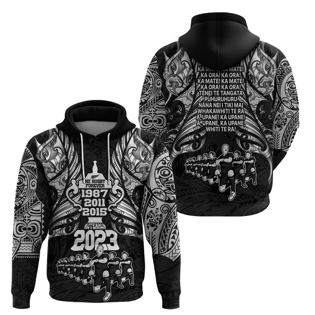 New Zealand Rugby Hoodie Black Haka Dance With NZ Champions History LT9 - Polynesian Pride