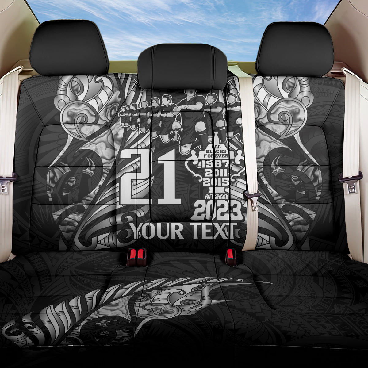 Custom New Zealand Rugby Back Car Seat Cover Black Haka Dance With NZ Champions History