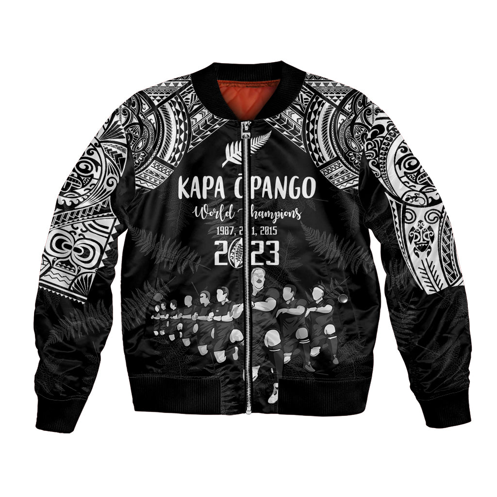 NZ Rugby Bomber Jacket Kapa Opango Maori Haka With Years of The All Black Champions LT9 Unisex Black - Polynesian Pride