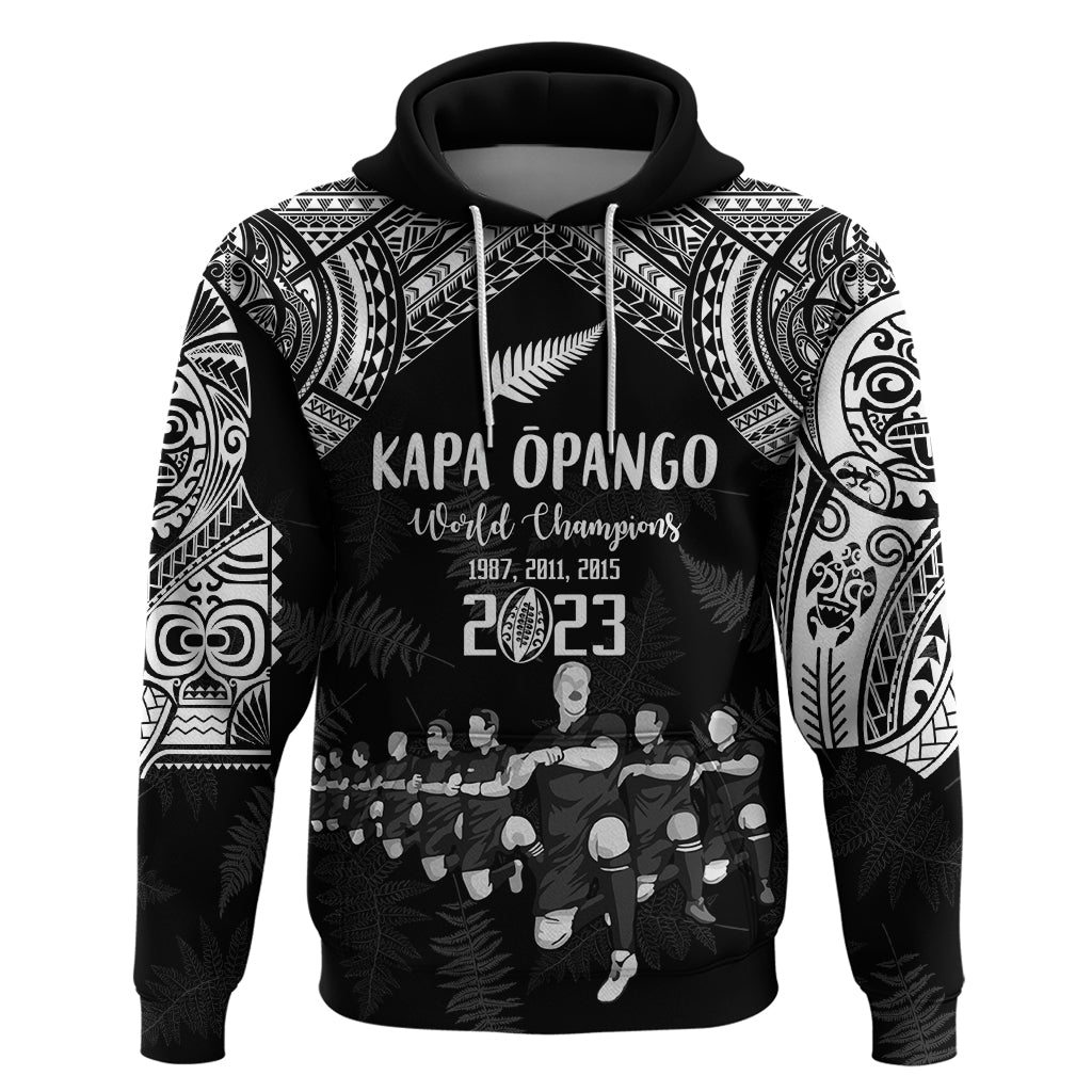 NZ Rugby Hoodie Kapa Opango Maori Haka With Years of The All Black Champions LT9 Black - Polynesian Pride