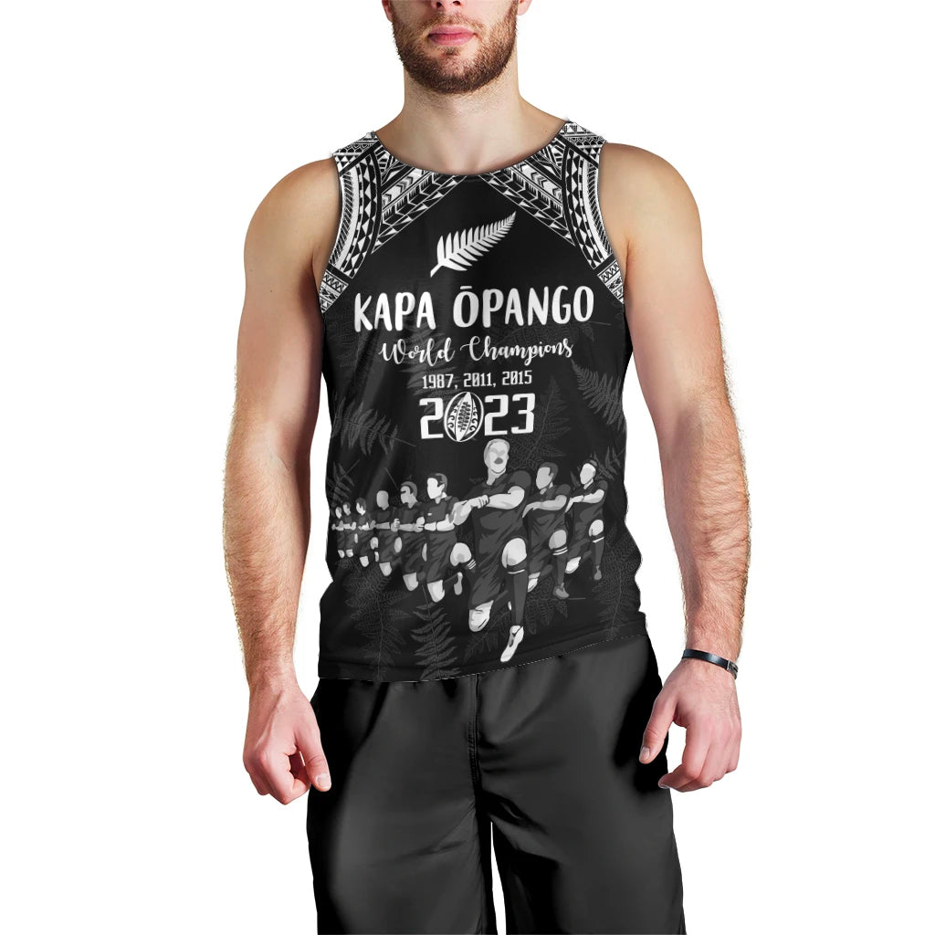 NZ Rugby Men Tank Top Kapa Opango Maori Haka With Years of The All Black Champions LT9 - Polynesian Pride