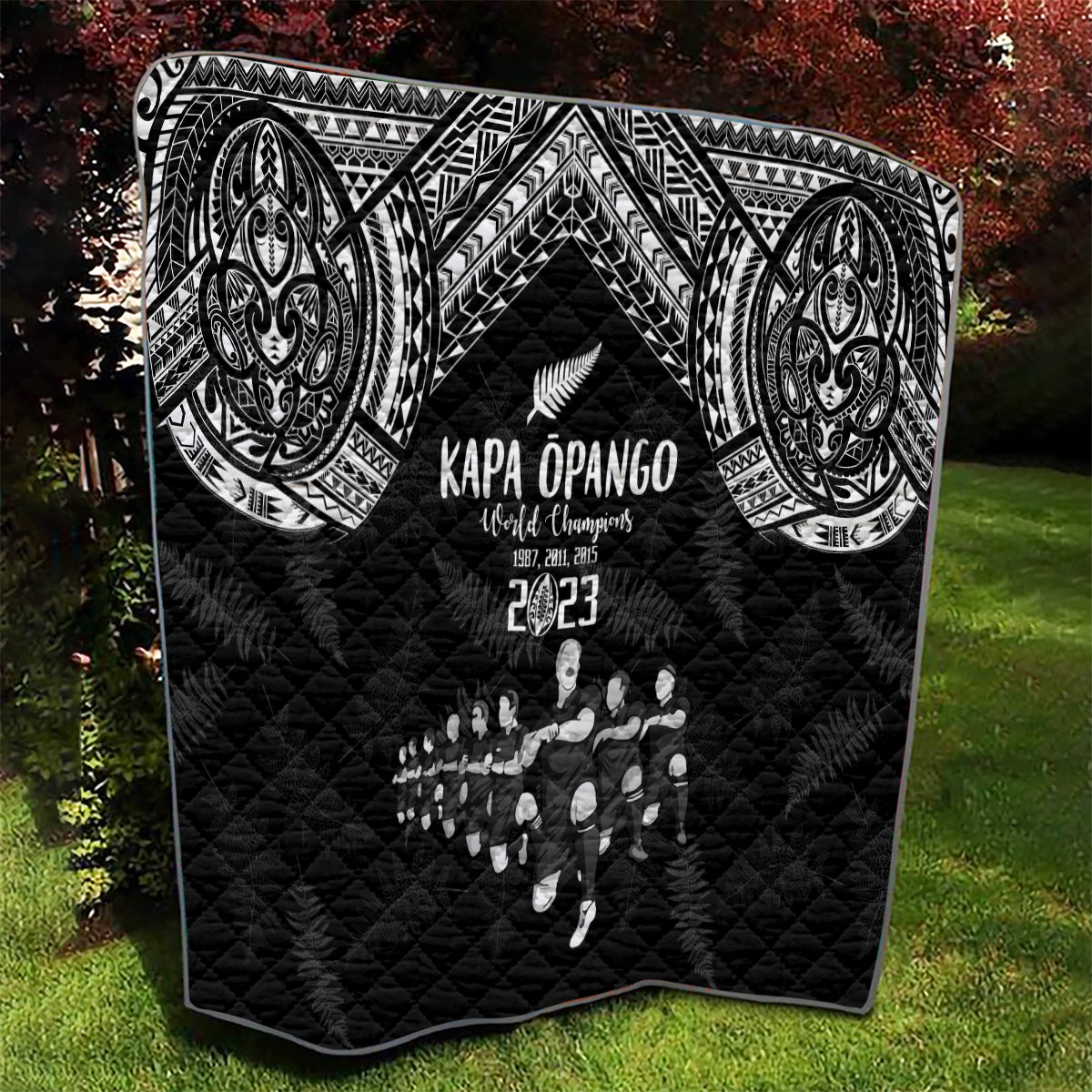 NZ Rugby Quilt Kapa Opango Maori Haka With Years of The All Black Champions LT9 - Polynesian Pride