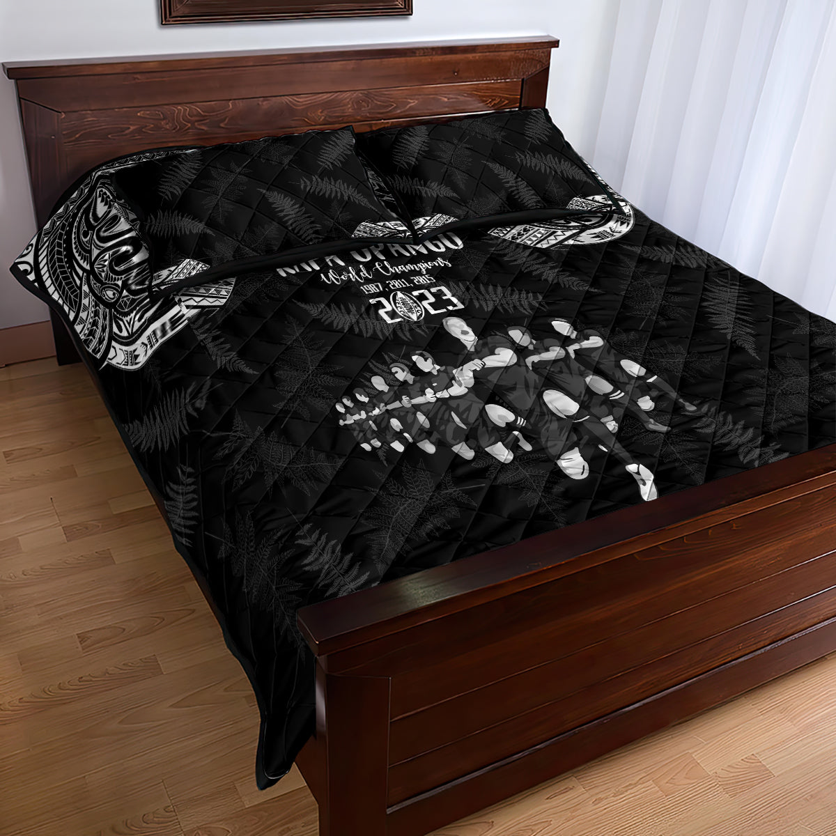 NZ Rugby Quilt Bed Set Kapa Opango Maori Haka With Years of The All Black Champions LT9 - Polynesian Pride