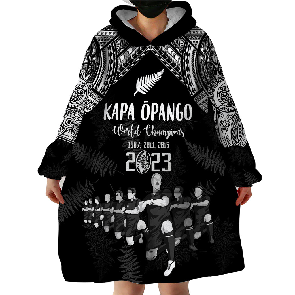 NZ Rugby Wearable Blanket Hoodie Kapa Opango Maori Haka With Years of The All Black Champions LT9 - Polynesian Pride
