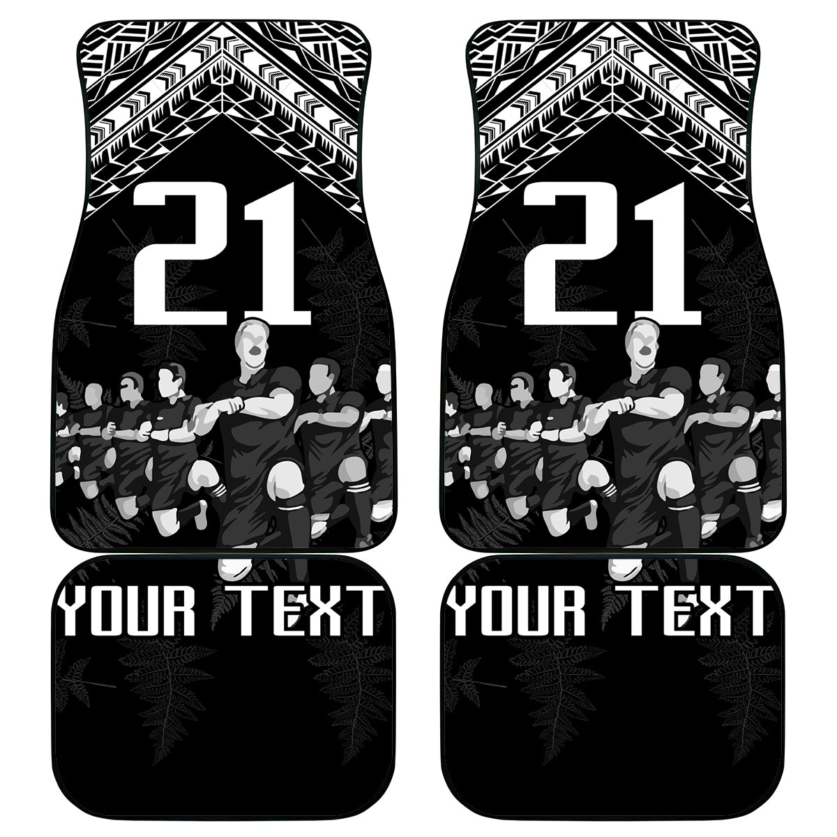 Custom NZ Rugby Car Mats Kapa Opango Maori Haka With Years of The All Black Champions LT9 Black - Polynesian Pride