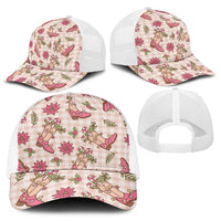 Beige Paniolo Palaka Hawaiian Cowgirl Christmas Baseball Net Cap - Polynesian Pride