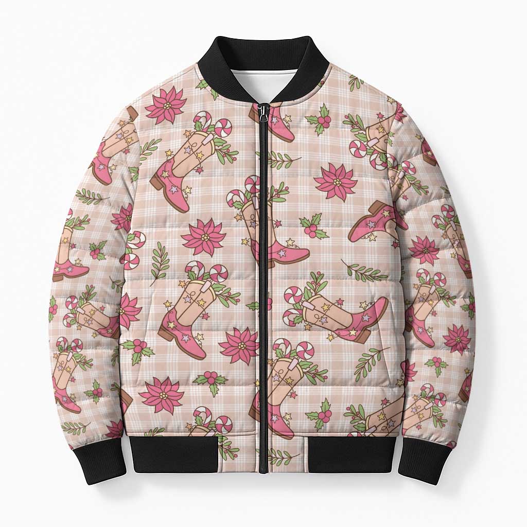 Beige Paniolo Palaka Hawaiian Cowgirl Christmas Bomber Puffer Jacket LT9 Unisex Beige - Polynesian Pride