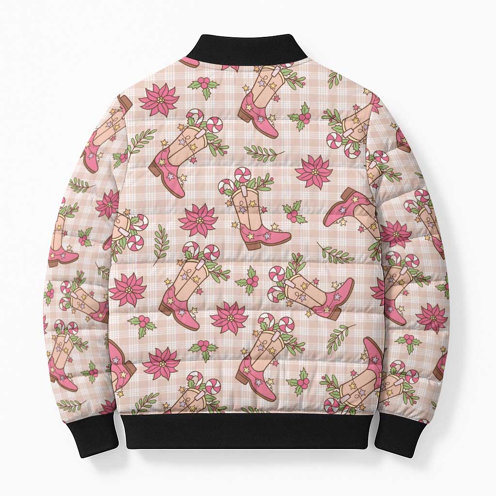 Beige Paniolo Palaka Hawaiian Cowgirl Christmas Bomber Puffer Jacket LT9 - Polynesian Pride