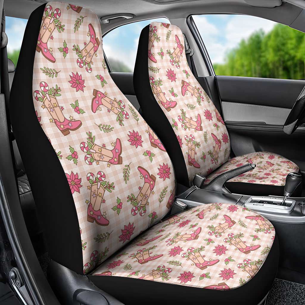 Beige Paniolo Palaka Hawaiian Cowgirl Christmas Car Seat Cover - Polynesian Pride